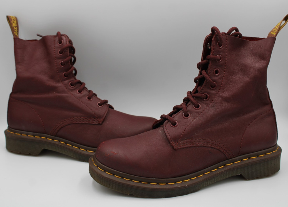 Size 8 - Dr Martens 1460 Pascal Leather Lace Up Boots Soft Leather Cherry Red